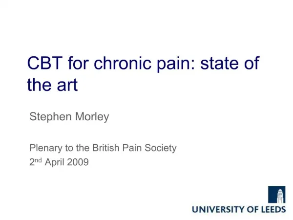CBT for chronic pain: state of the art
