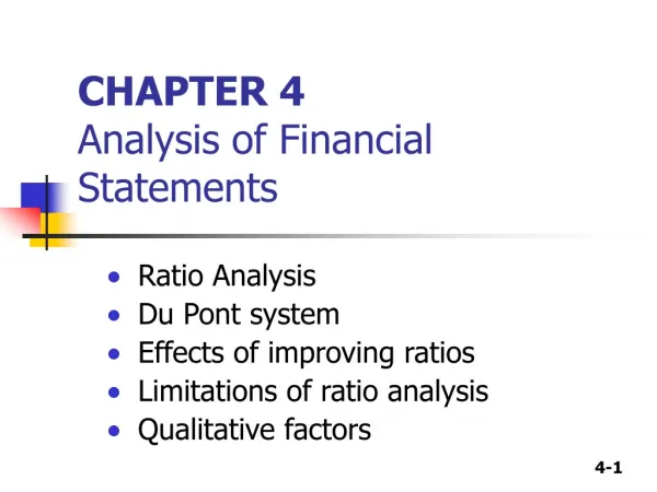 CHAPTER 4 Analysis of Financial Statements