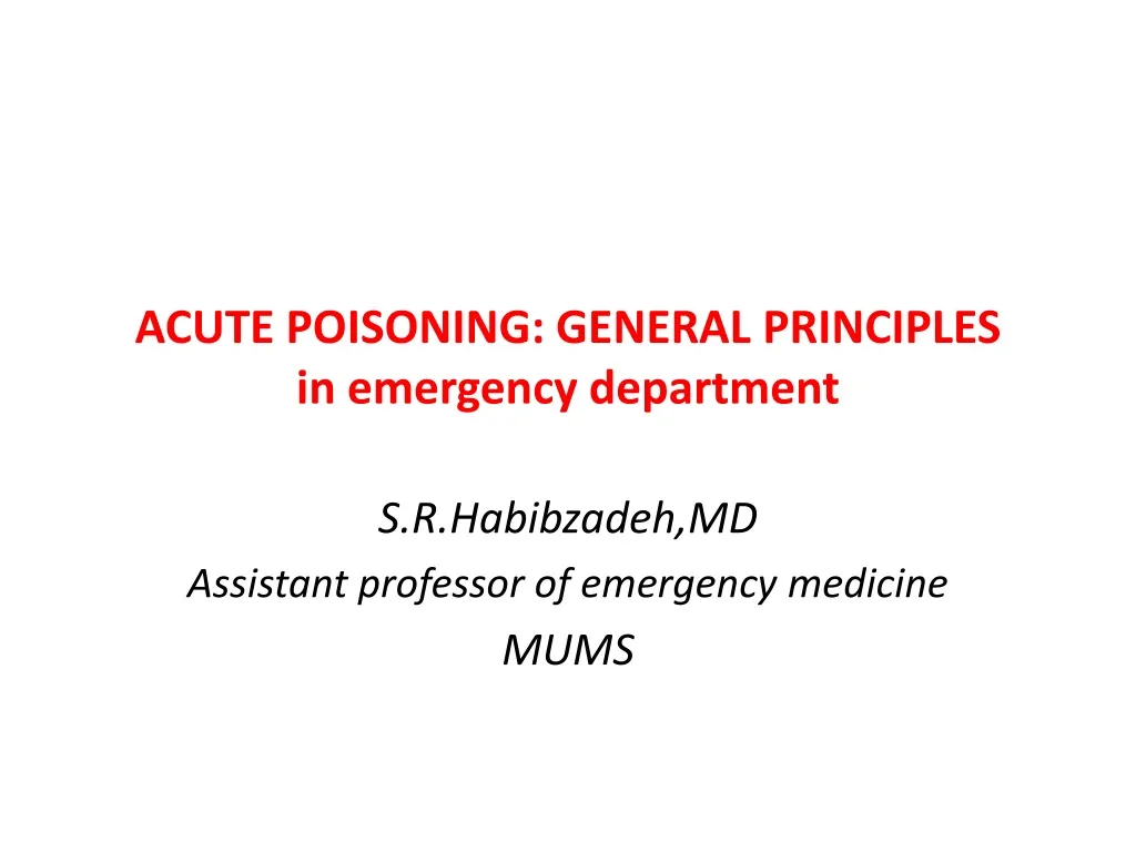 acute poisoning general principles in emergency department