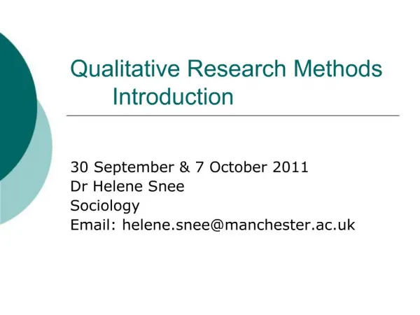 Qualitative Research Methods Introduction