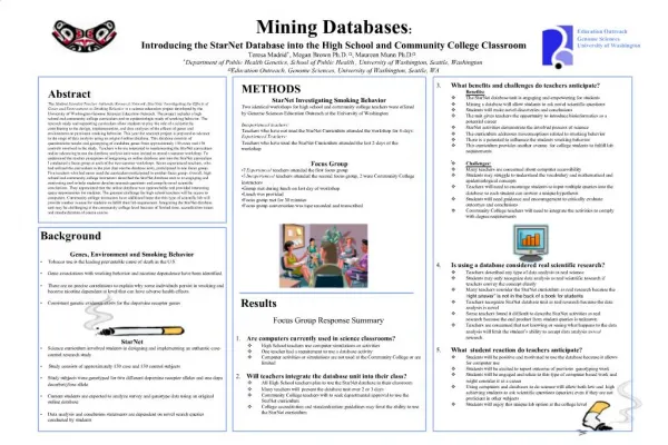 Mining Databases: Introducing the StarNet Database into the High School and Community College Classroom