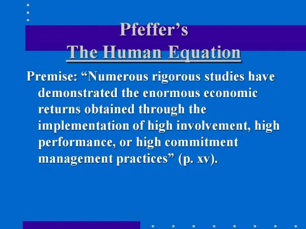Pfeffer s The Human Equation
