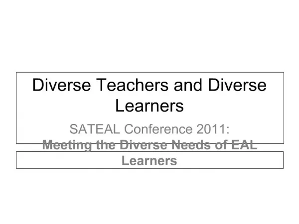 Diverse Teachers and Diverse Learners