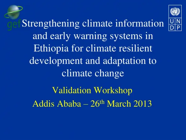 Validation Workshop Addis Ababa – 26 th March 2013