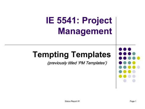 IE 5541: Project Management