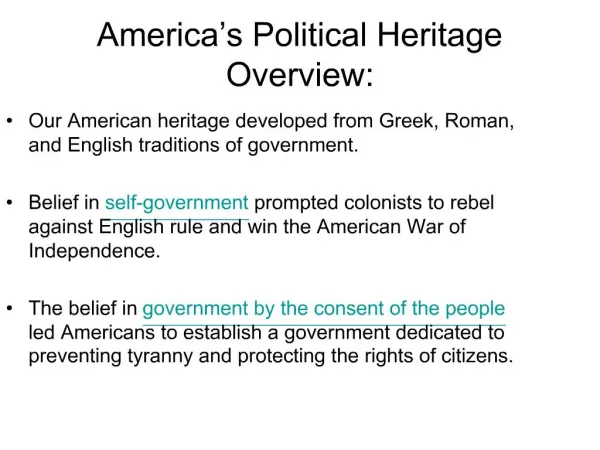 America s Political Heritage Overview: