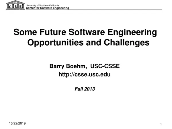 Barry Boehm, USC-CSSE cssec Fall 2013