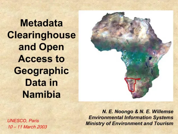 Metadata Clearinghouse and Open Access to Geographic Data in Namibia