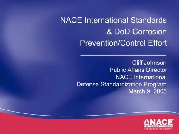 NACE International Standards DoD Corrosion Prevention