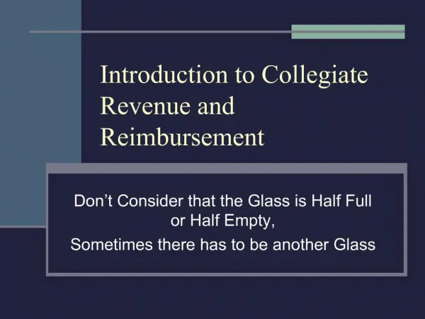 Introduction to Collegiate Revenue and Reimbursement