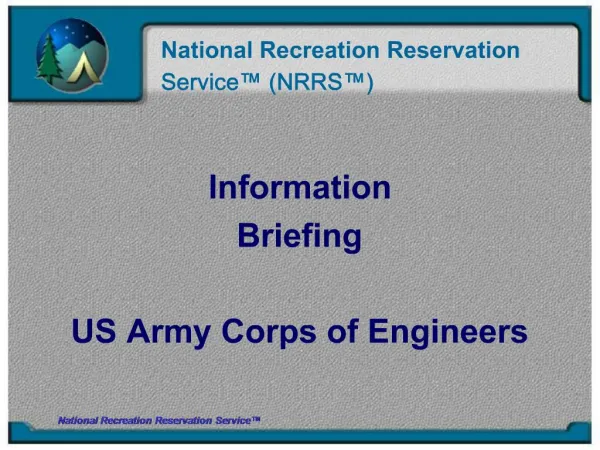 National Recreation Reservation Service NRRS