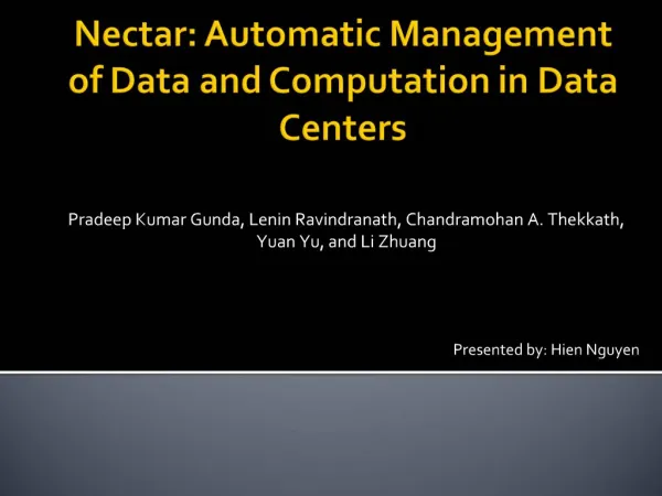 Nectar: Automatic Management of Data and Computation in Data Centers