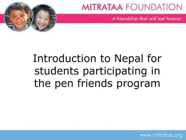 Introduction to Nepal for students participating in the pen friends program