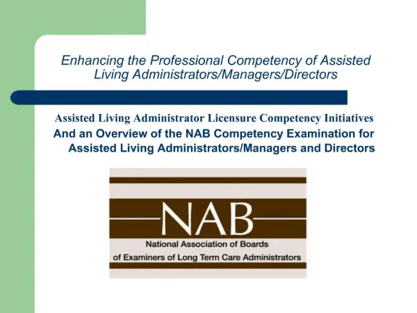 Enhancing the Professional Competency of Assisted Living Administrators