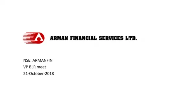 NSE: ARMANFIN VP BLR meet 21-October-2018