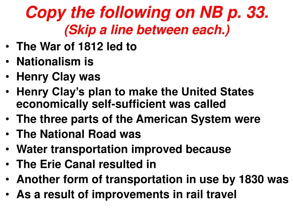 copy the following on nb p 33 skip a line between each