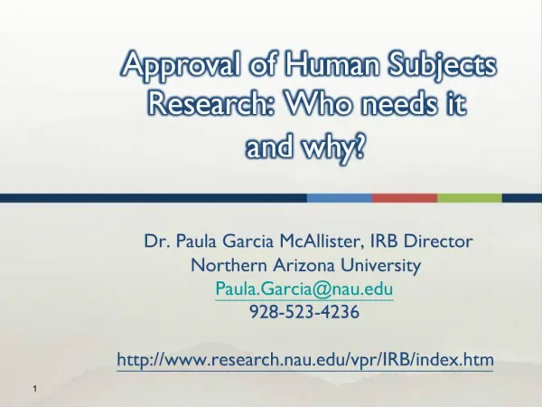 Approval of Human Subjects Research: Who needs it and why