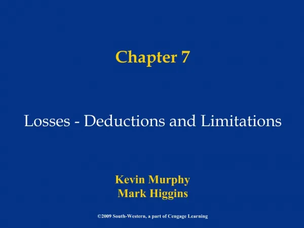 Losses - Deductions and Limitations