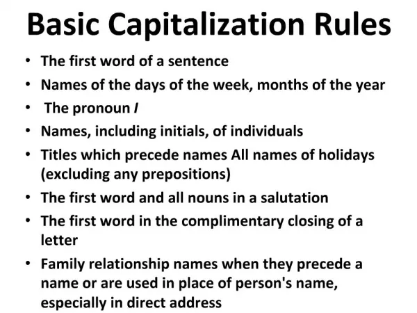 Basic Capitalization Rules