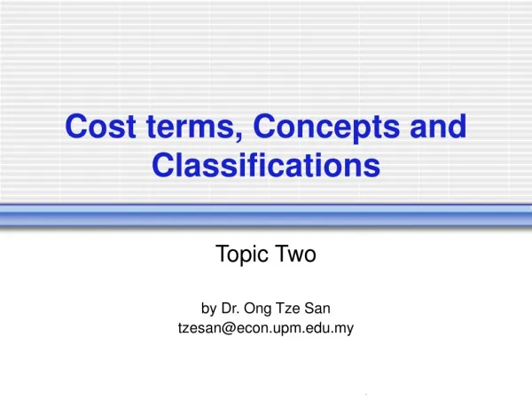 Cost terms, Concepts and Classifications