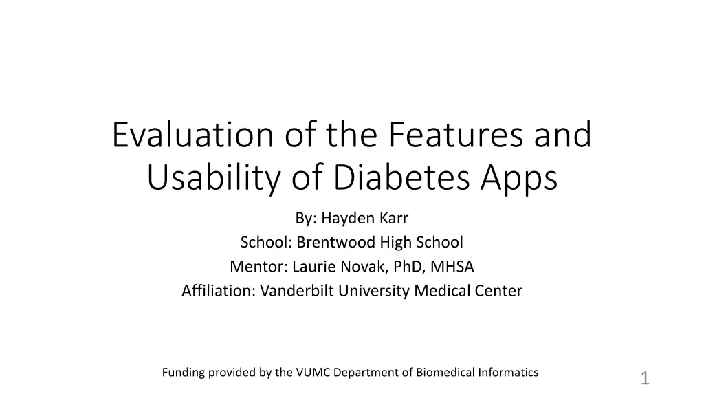 evaluation of the features and usability of diabetes apps