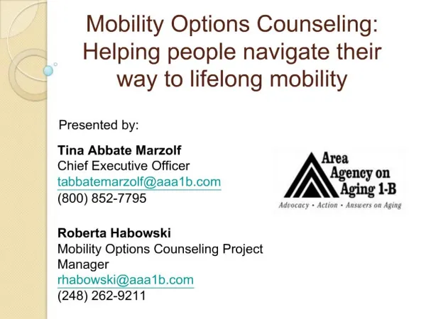 Mobility Options Counseling: Helping people navigate their way to lifelong mobility