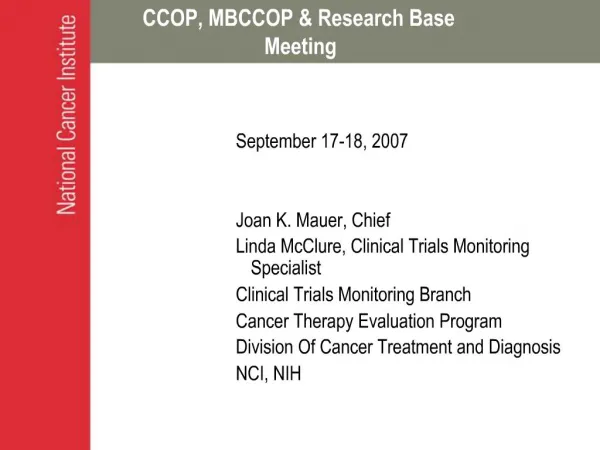 CCOP, MBCCOP Research Base Meeting