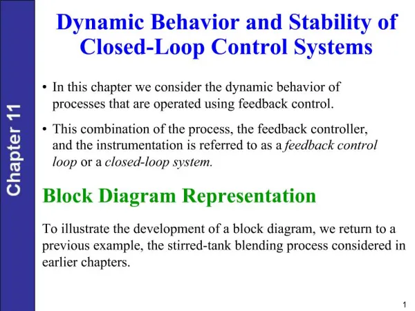 Dynamic Behavior and Stability of Closed-Loop Control Systems