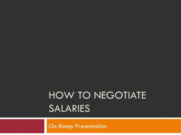 How To Negotiate Salaries