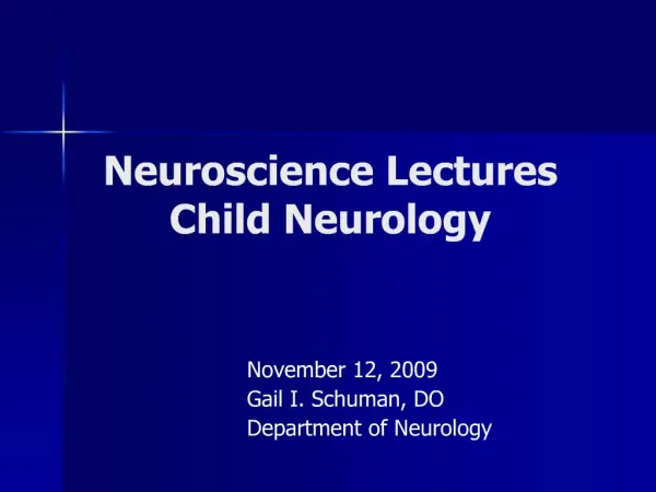Neuroscience Lectures Child Neurology