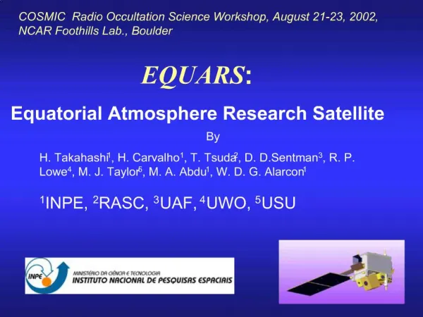 COSMIC Radio Occultation Science Workshop, August 21-23, 2002, NCAR Foothills Lab., Boulder