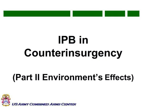 IPB in Counterinsurgency Part II Environment s Effects
