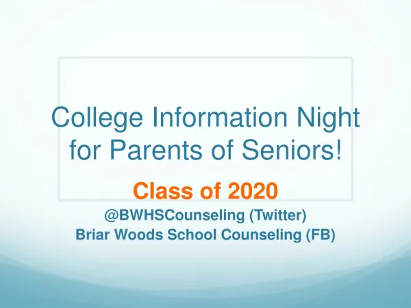 College Information Night for Parents of Seniors!