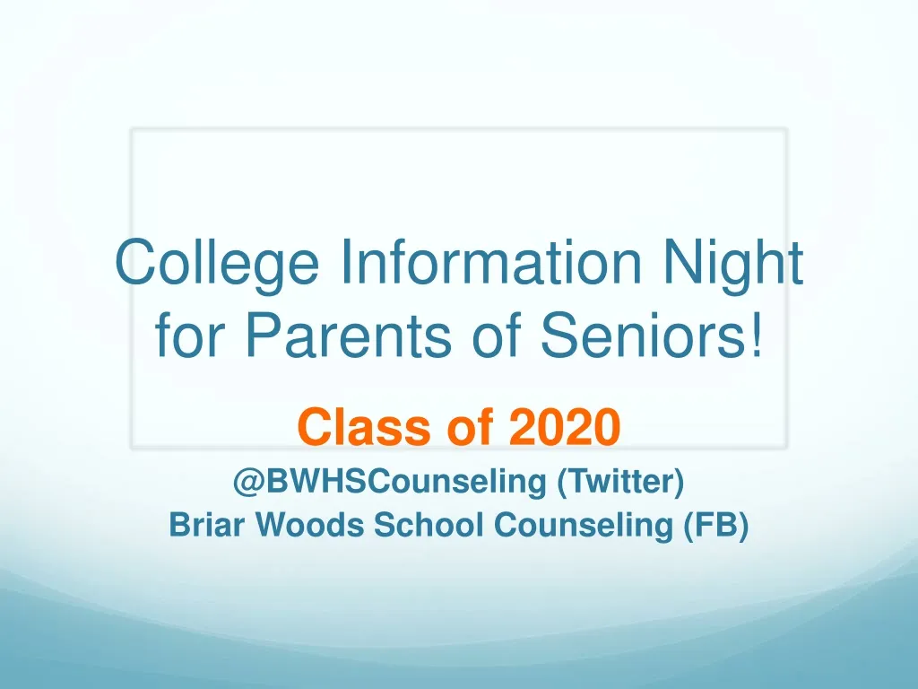 college information night for parents of seniors