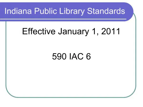 Indiana Public Library Standards