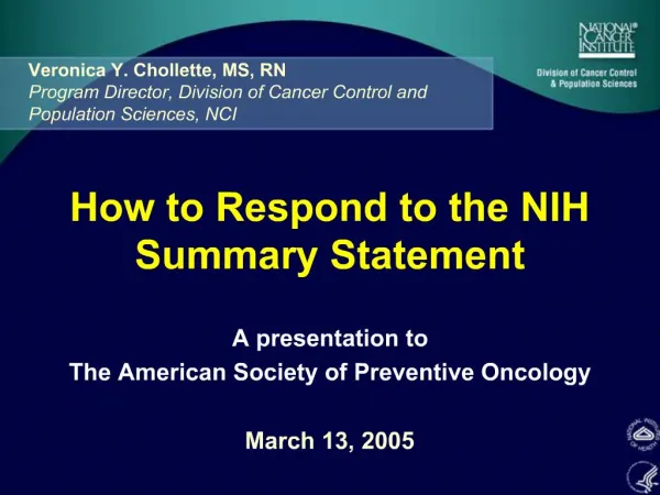 How to Respond to the NIH Summary Statement