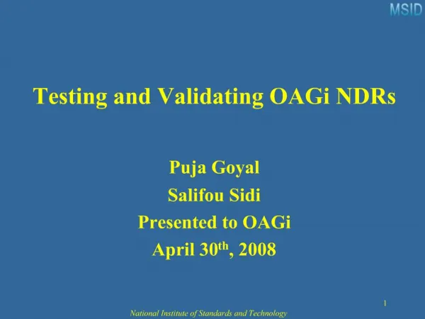 Testing and Validating OAGi NDRs