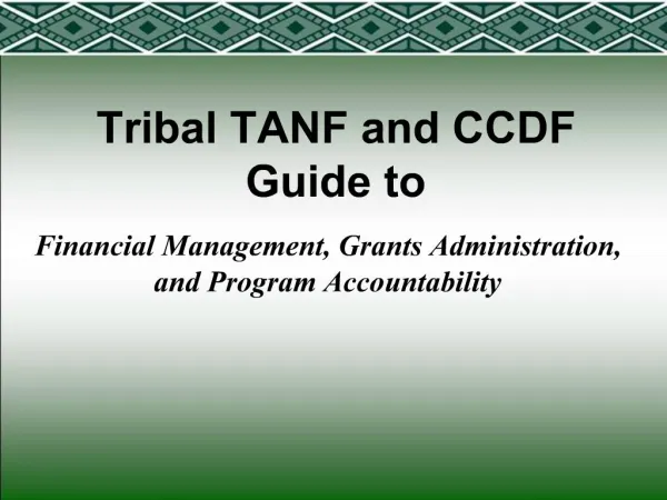 Tribal TANF and CCDF Guide to