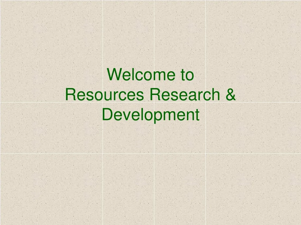 welcome to resources research development