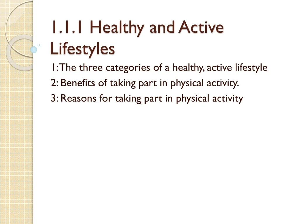 1 1 1 healthy and active lifestyles