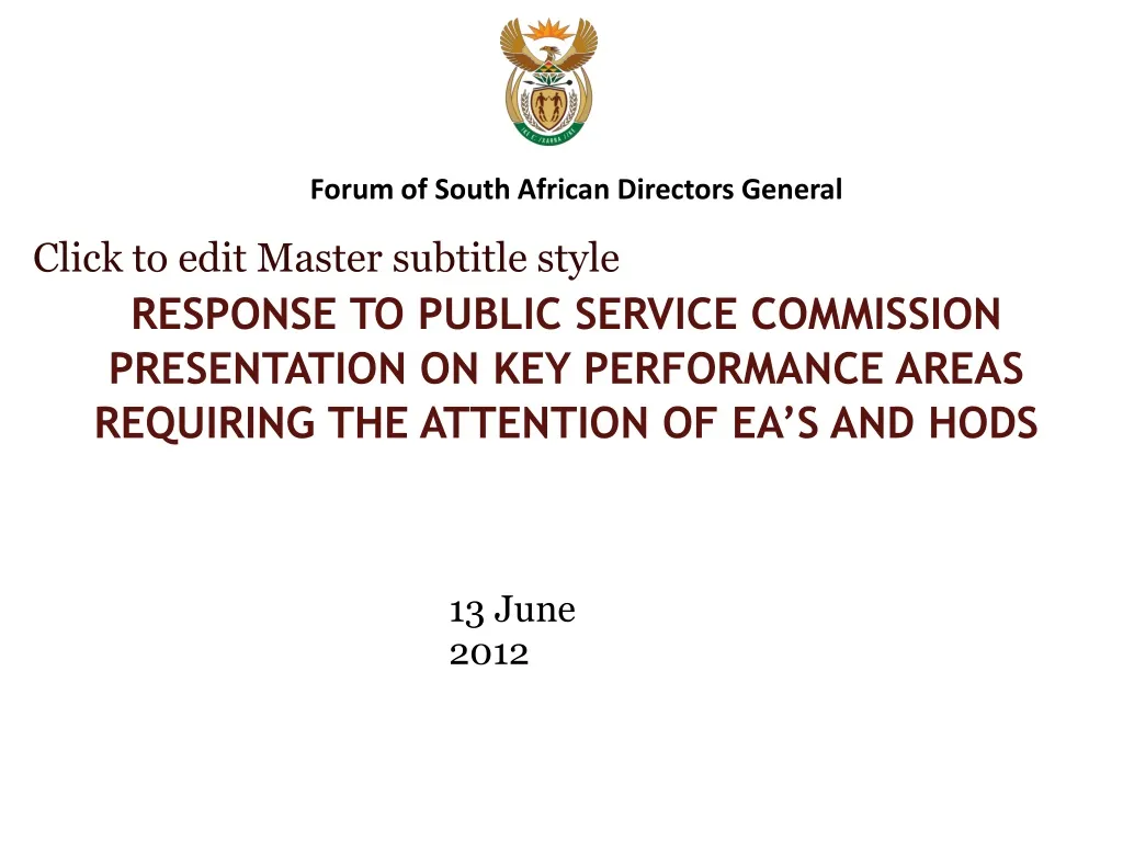 PPT - Forum of South African Directors General PowerPoint Presentation ...