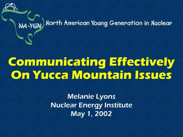 Communicating Effectively On Yucca Mountain Issues