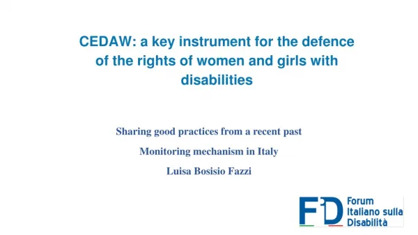 CEDAW: a key instrument for the defence of the rights of women and girls with disabilities