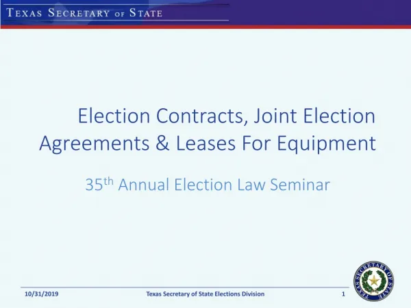 Election Contracts, Joint Election Agreements &amp; Leases For Equipment
