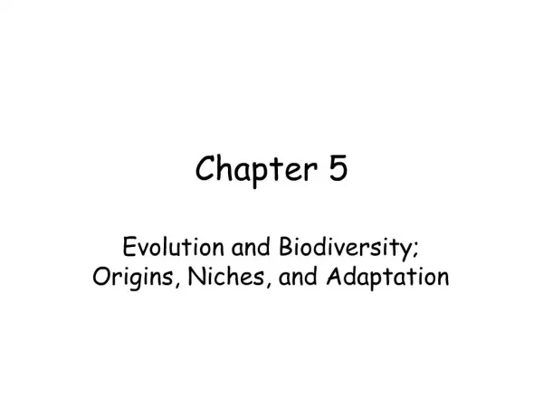 Evolution and Biodiversity; Origins, Niches, and Adaptation