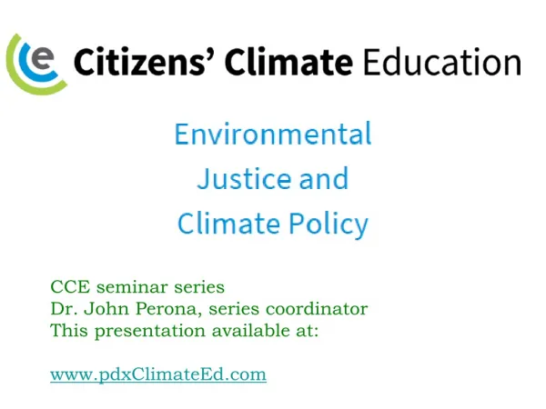 CCE seminar series Dr. John Perona, series coordinator This presentation available at: