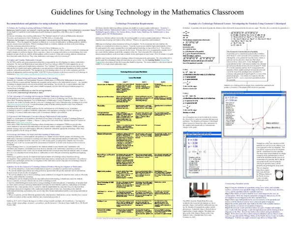 Guidelines for Using Technology in the Mathematics Classroom