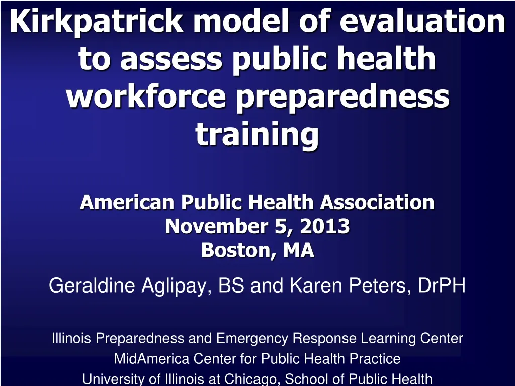 kirkpatrick model of evaluation to assess public
