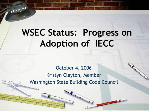 WSEC Status: Progress on Adoption of IECC