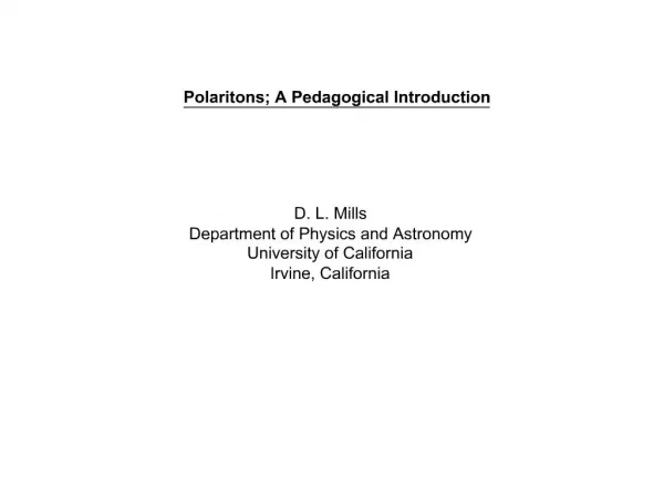Polaritons; A Pedagogical Introduction